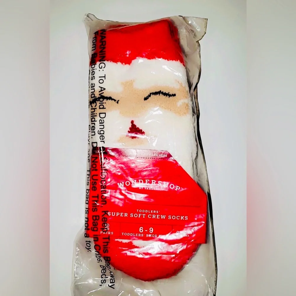 2 Pairs of Wondershop™ Toddler Super Soft Santa Cozy Crew Socks Sz: 6 - 9 NWT